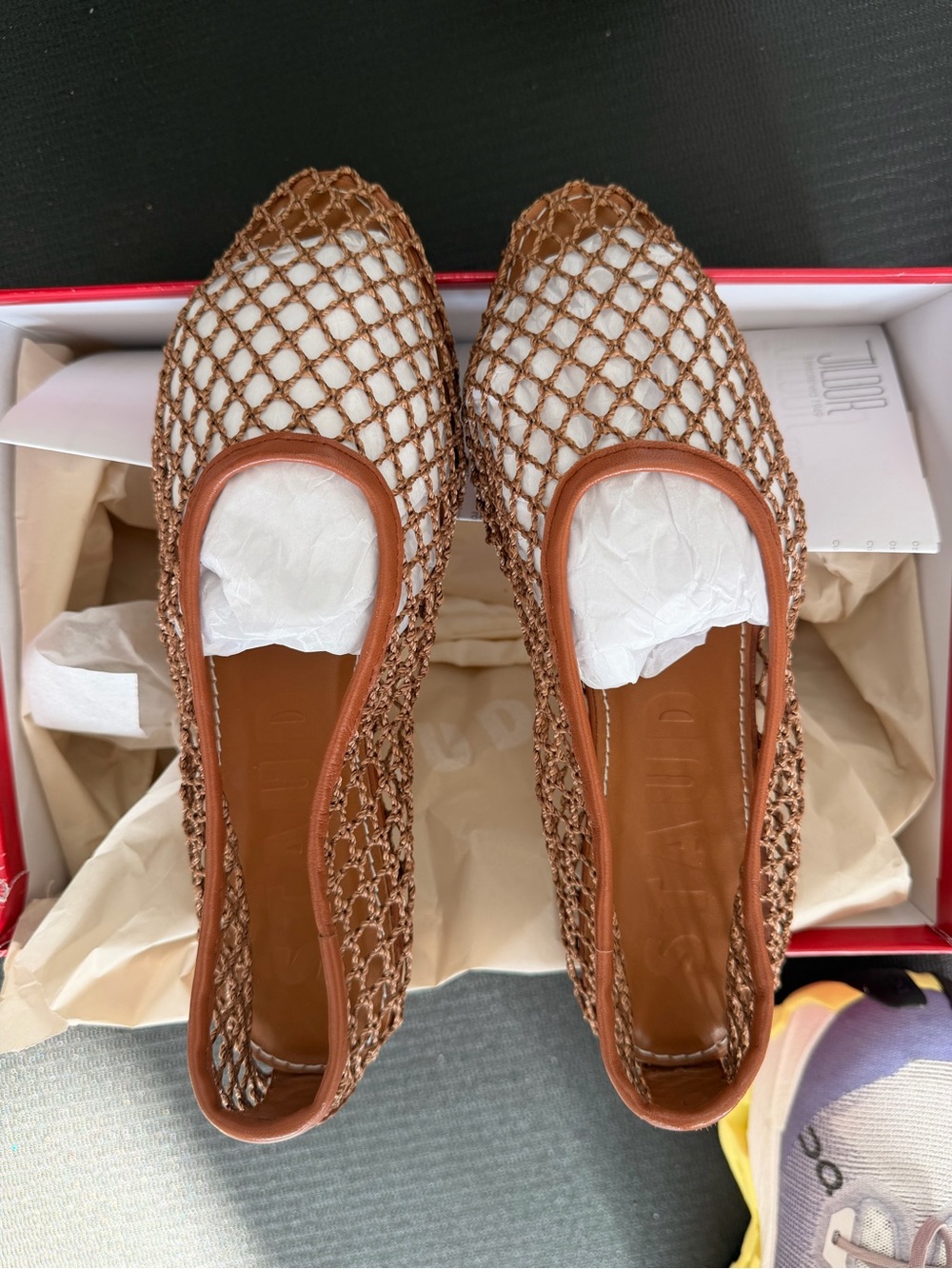 STAUD Brown Woven Mesh Slip-On Loafers